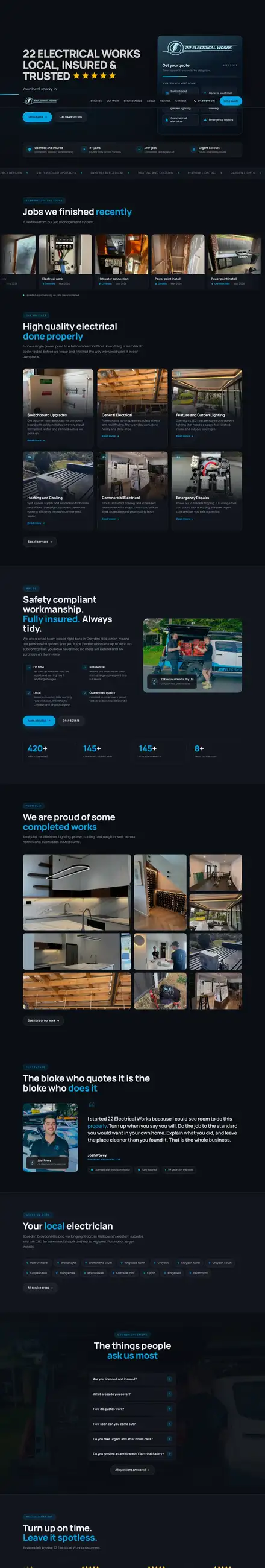 22 Electrical Works website, built by Scalus