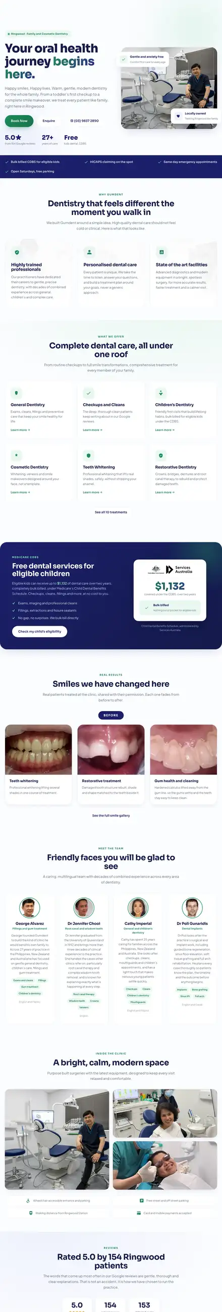 Gumdent Dental Clinic website, built by Scalus