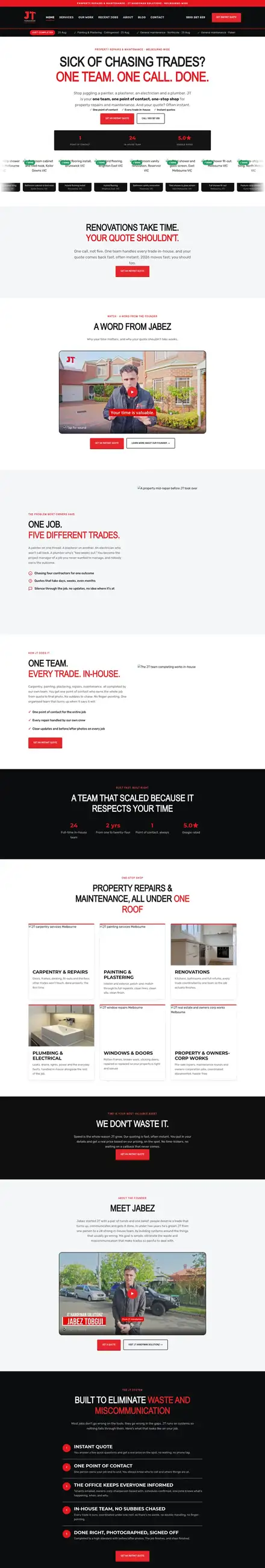 JT Handyman Solutionz website, built by Scalus