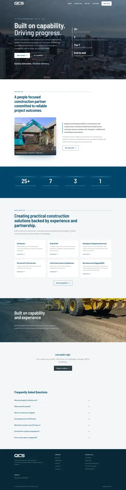 Quality Civil Solutions website, built by Scalus