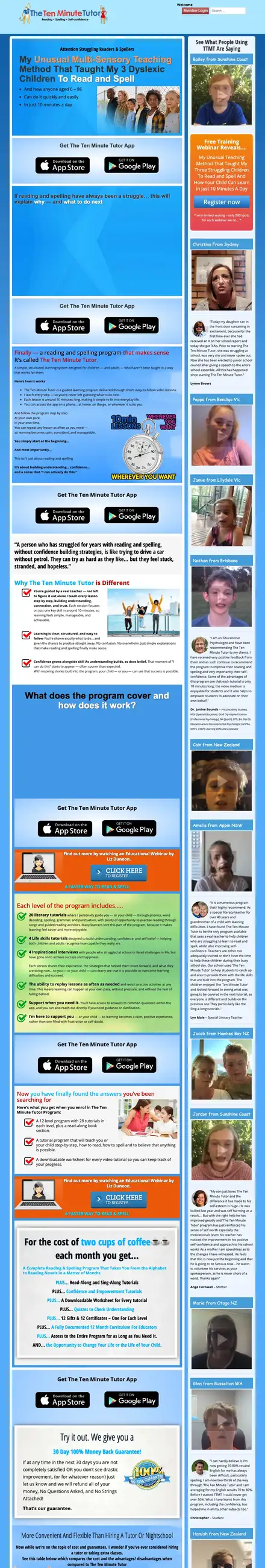 Ten Minute Tutor website, built by Scalus